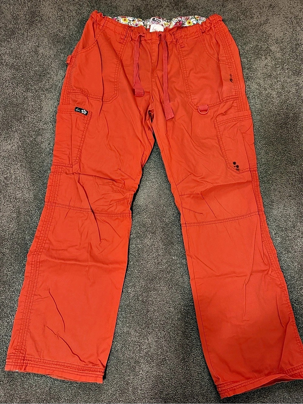 Koi Lindsey Cargo Scrub Pants Orange Large Tall